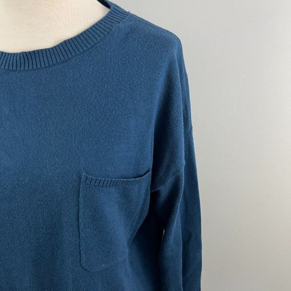 NWT CASLON Blue Scoop Neck Sweater with‎ Pocket (S) - Picture 3 of 8